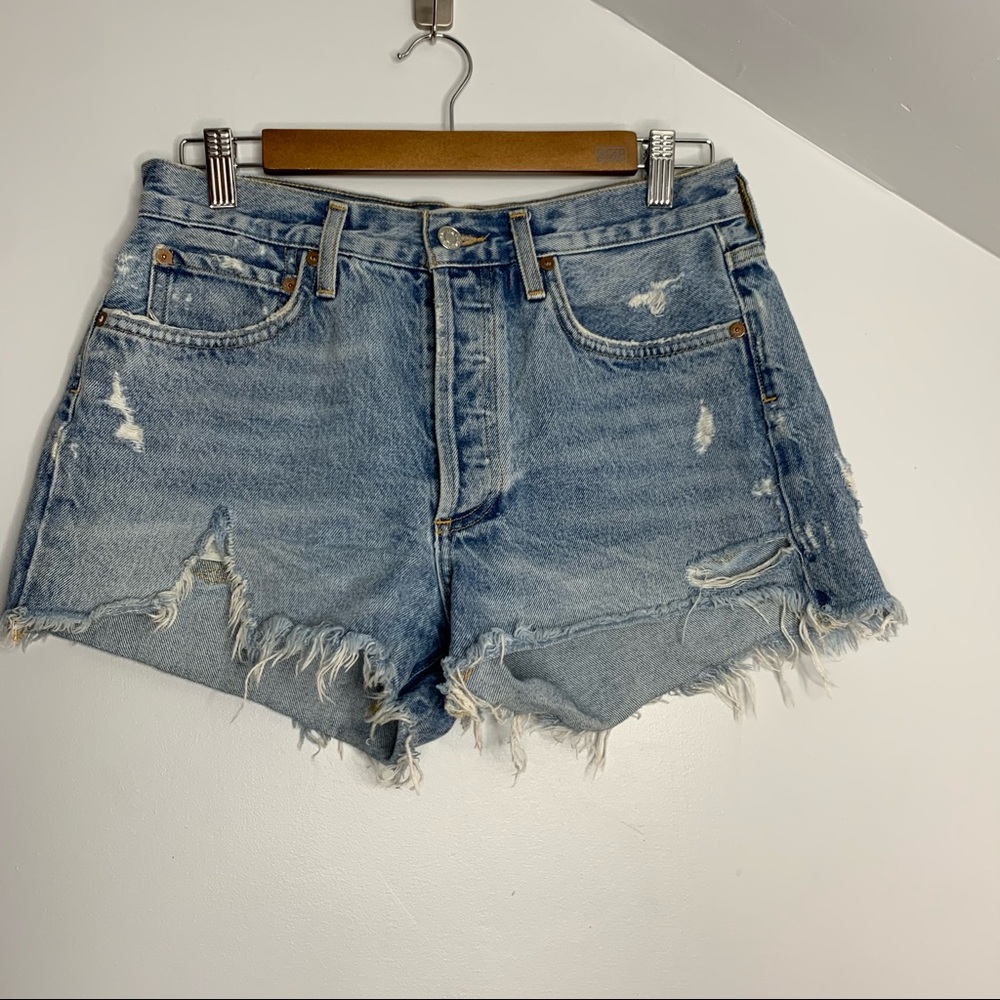 AGOLDE Parker Vintage Distressed Denim Shorts 27